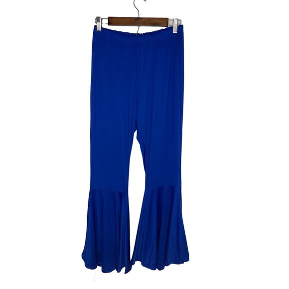 Pants trousers women's 8 - 10 bell bottom pull on bright blue flare leg modern - Picture 1 of 14